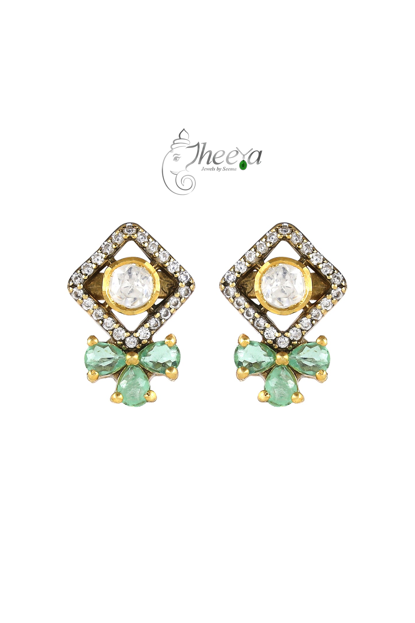 Ratnavalli Mint  bow Moisssanite Studs