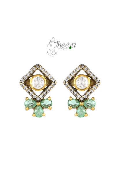Ratnavalli Mint  bow Moisssanite Studs