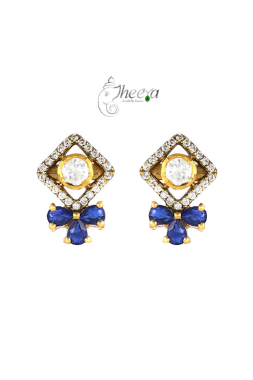 Ratnavalli Blue bow Moisssanite Studs