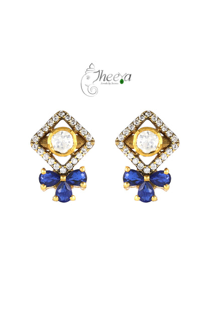 Ratnavalli Blue bow Moisssanite Studs