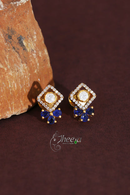 Ratnavalli Blue bow Moisssanite Studs