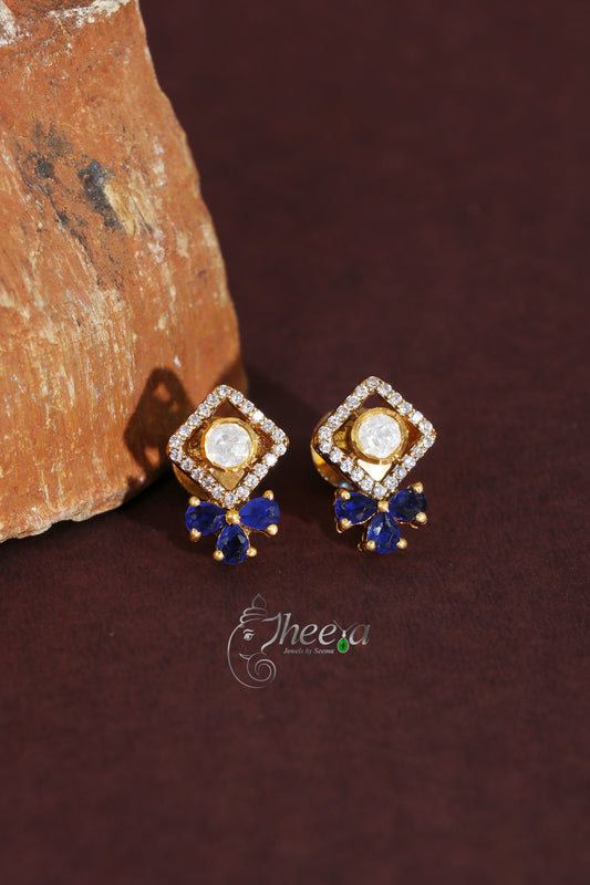 Ratnavalli Blue bow Moisssanite Studs