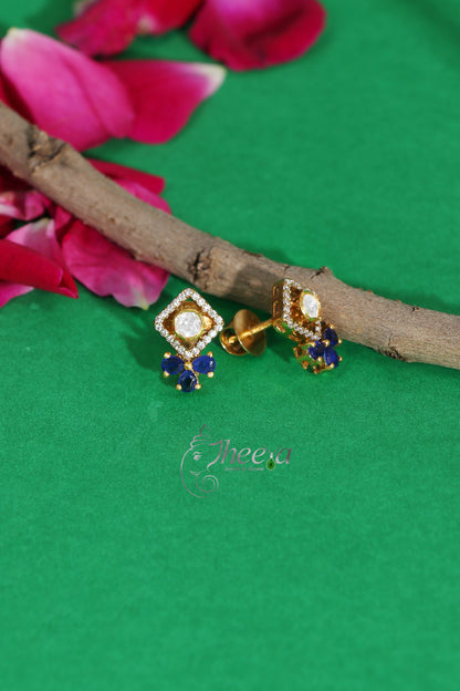 Ratnavalli Blue bow Moisssanite Studs