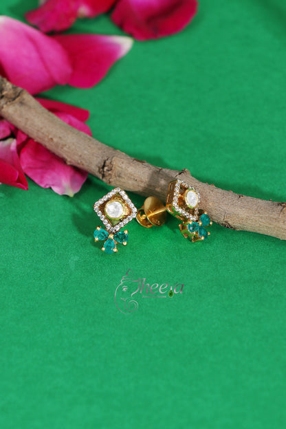 Ratnavalli Green bow Moissanite studs