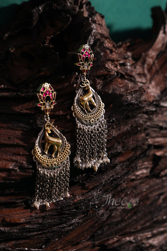pink Kundan Deer danglers
