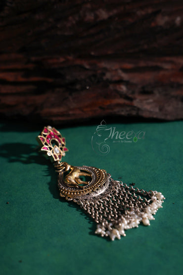 pink Kundan Deer danglers