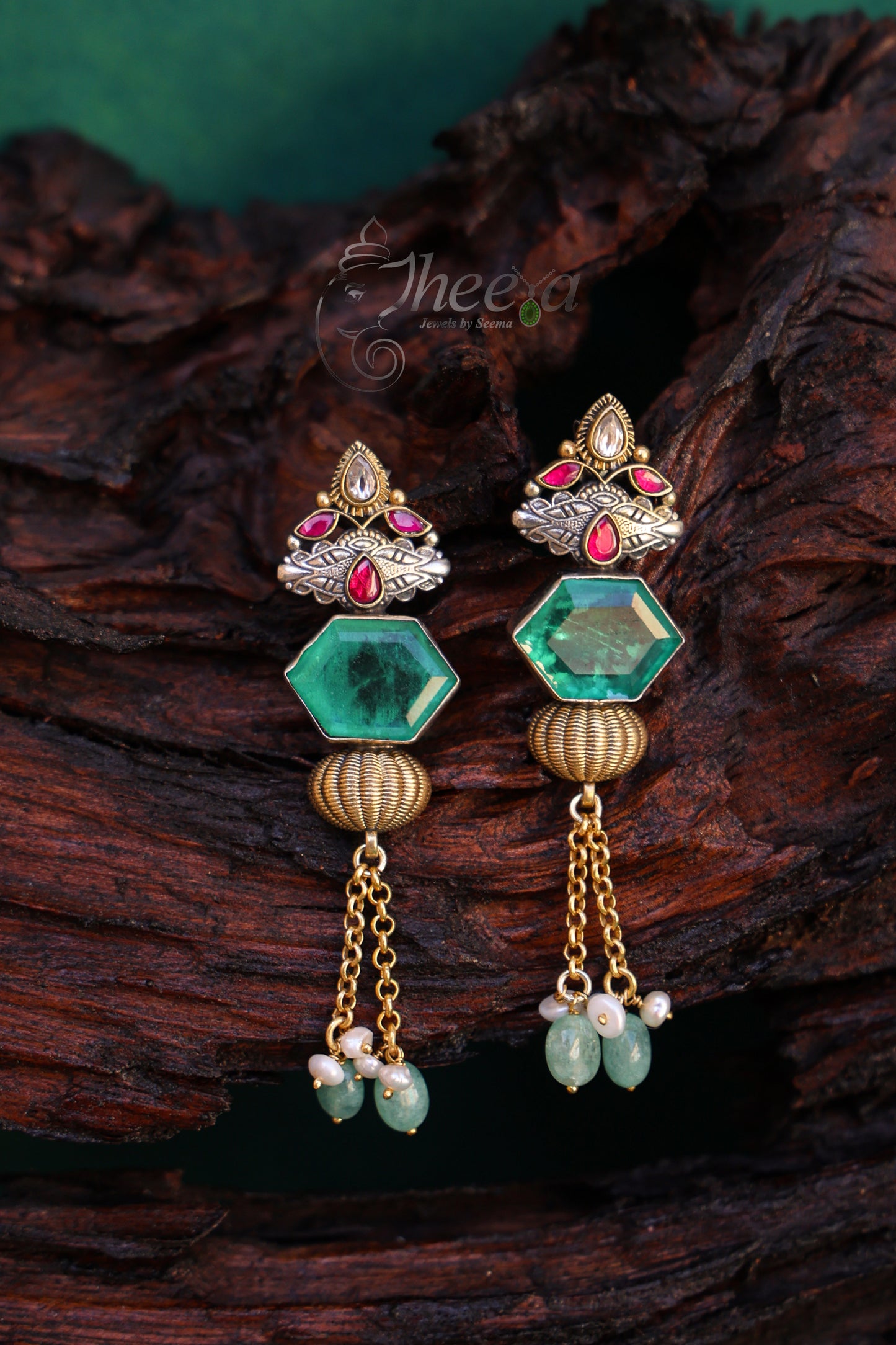 Green stone danglers