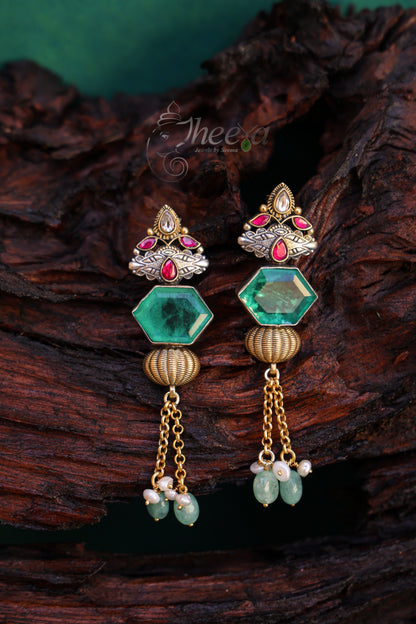 Green stone danglers