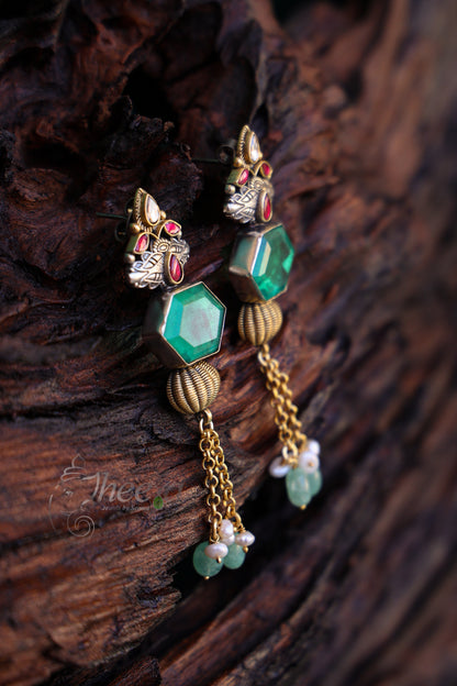 Green stone danglers