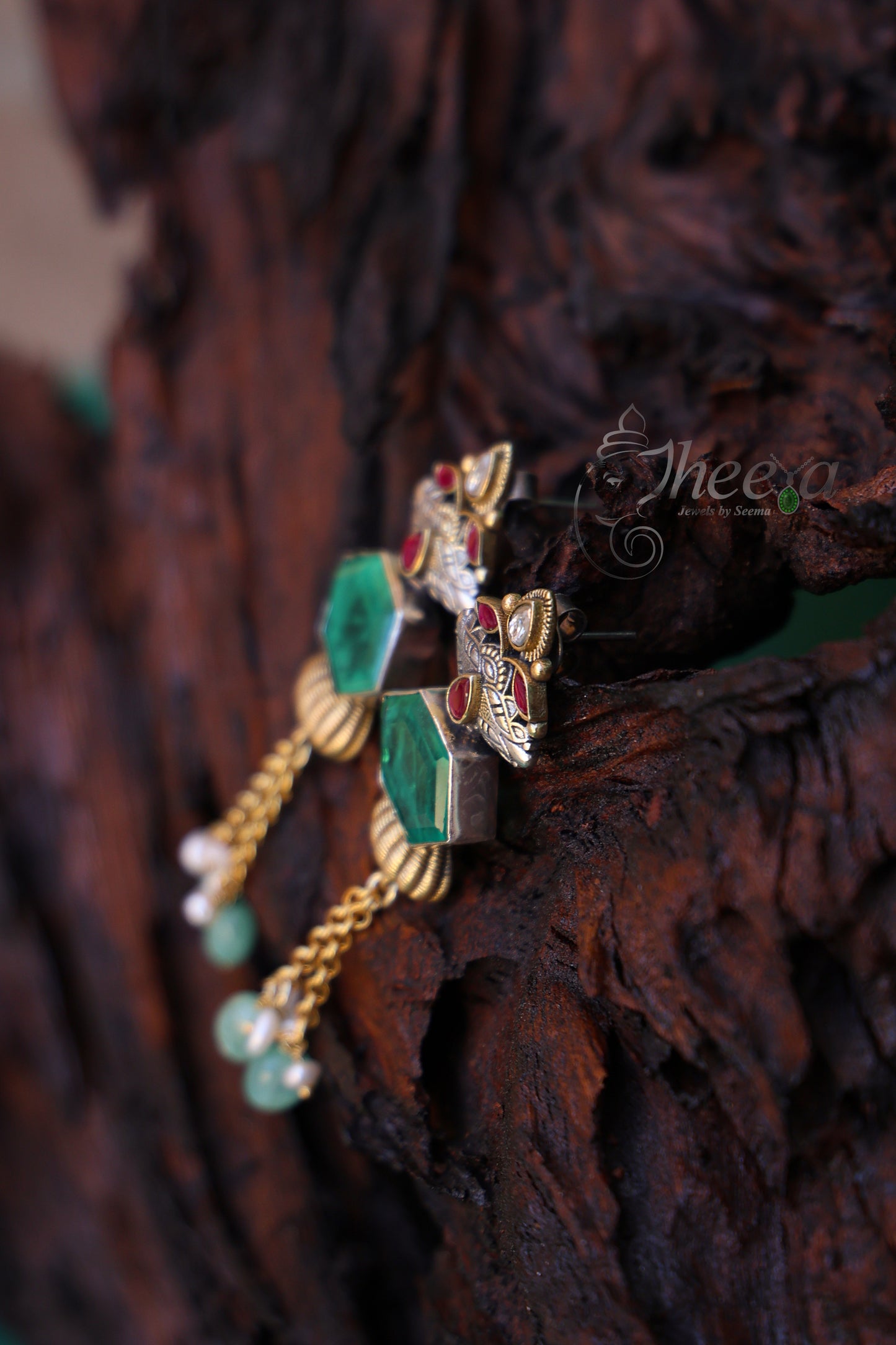 Green stone danglers