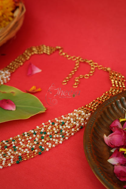 Rajputana Rani Garuda Necklace worn by a model showcasing scale and Necklace design.