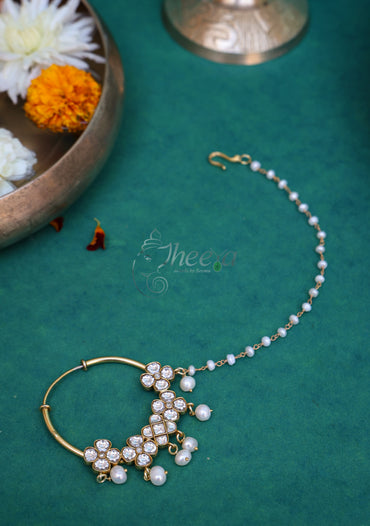 White Kundan nose ring
