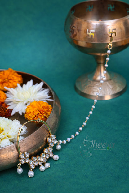 White Kundan nose ring