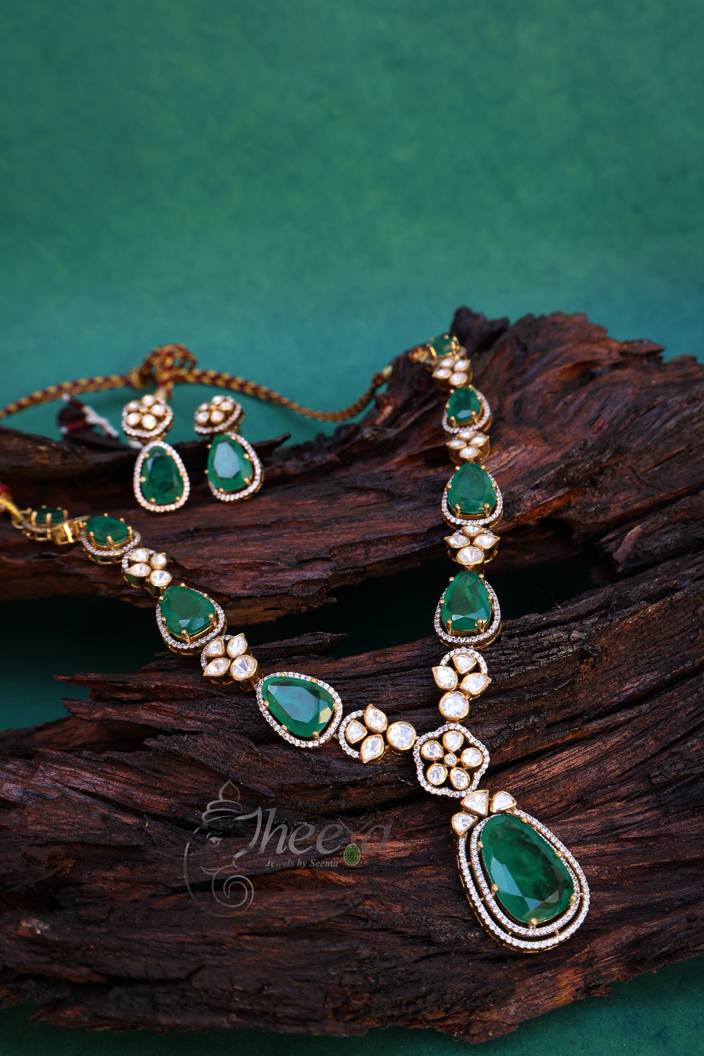 Big Green and moissnaite set