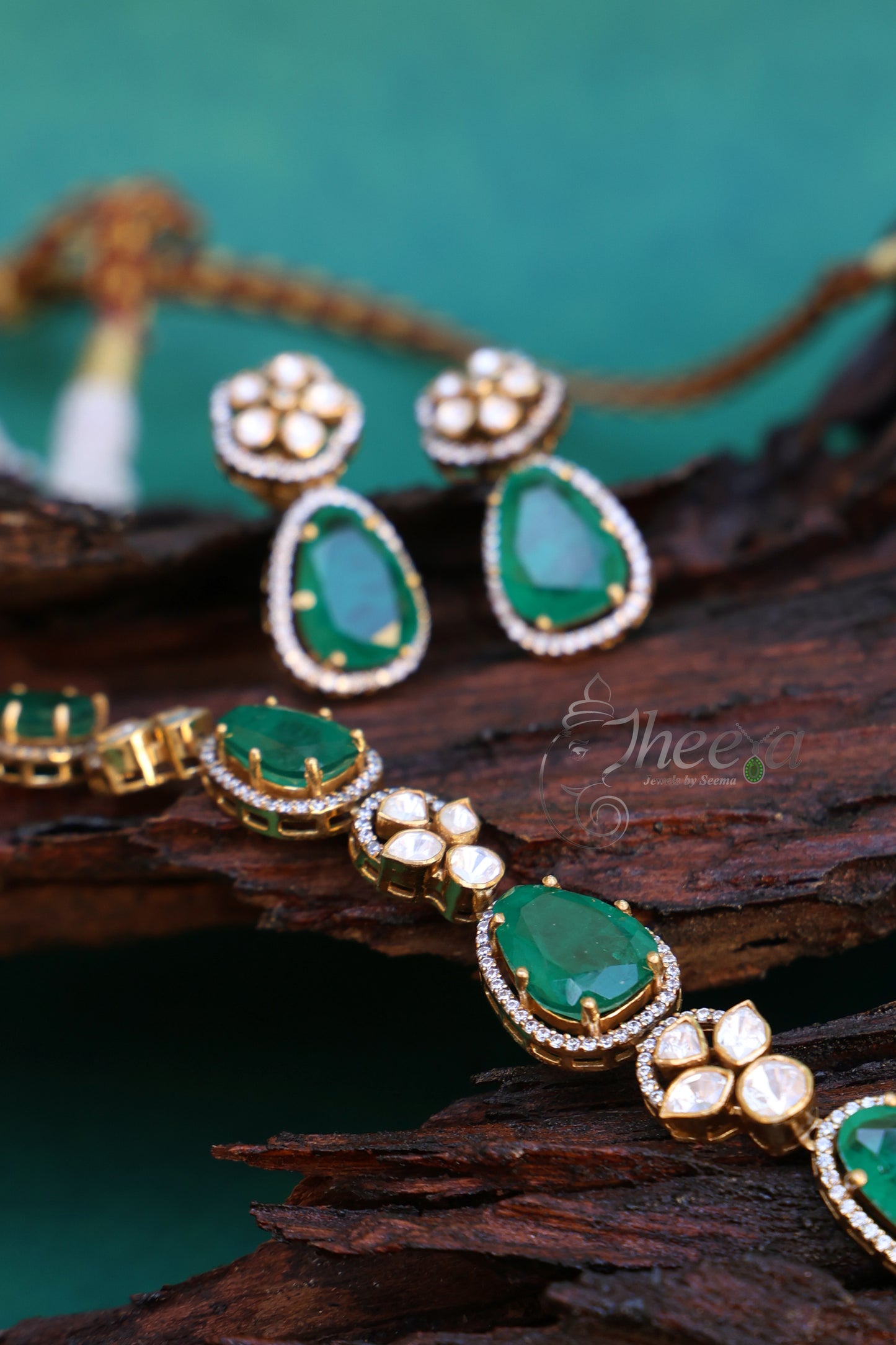 Big Green and moissnaite set