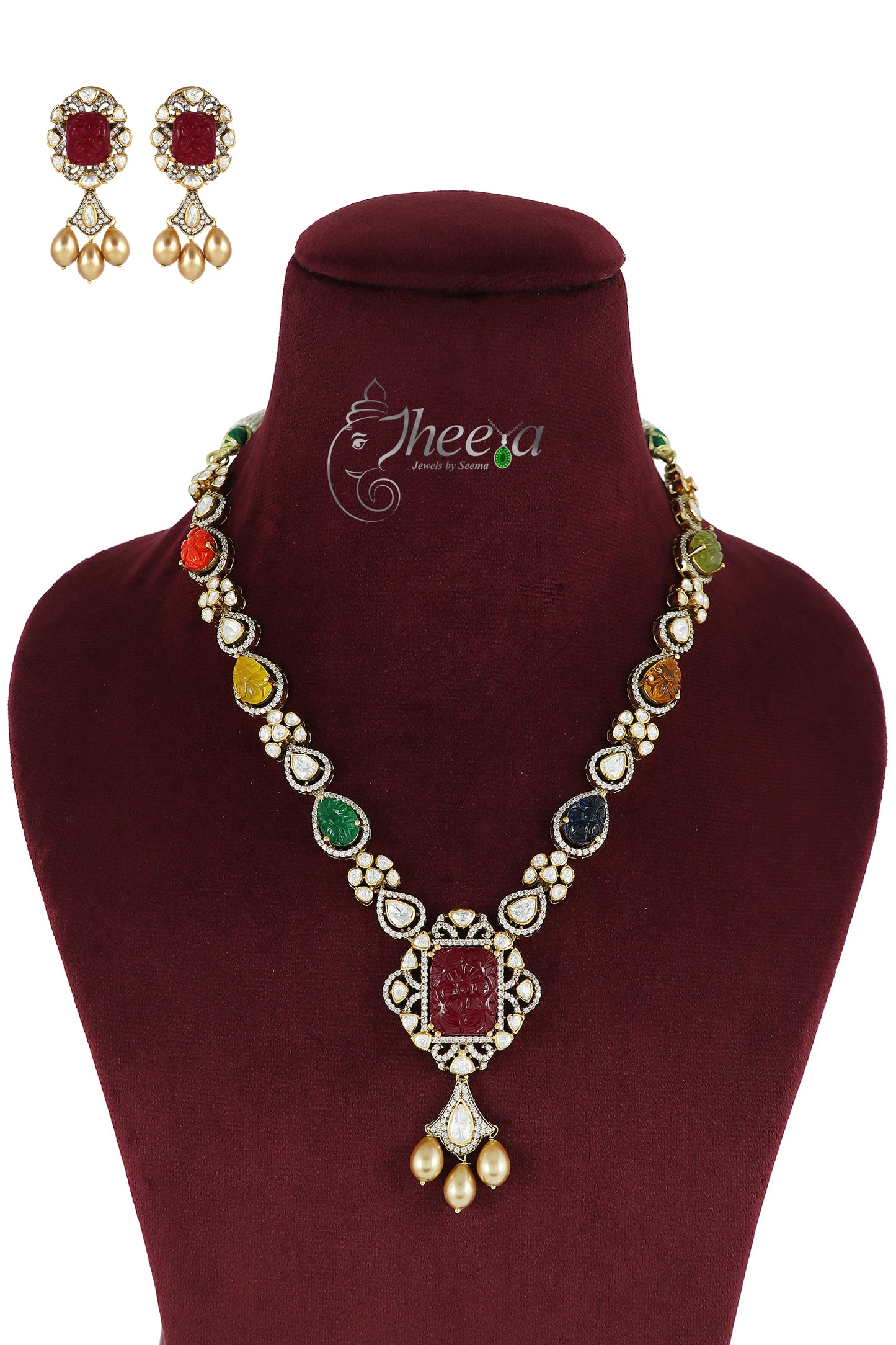 Ratnavalli Navratan Moissanite Set