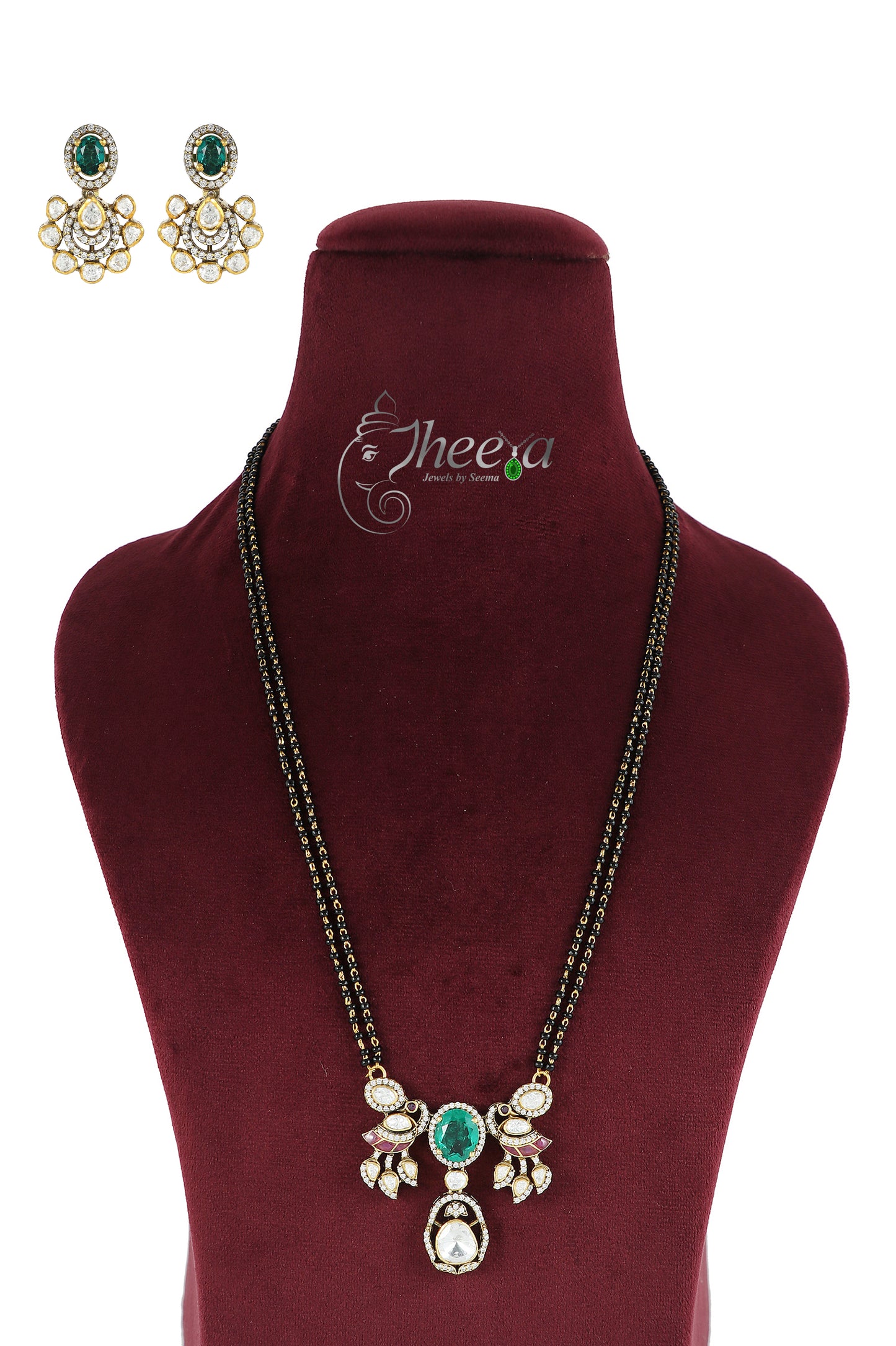 Ratnavalli Balck Beads with Moissanite Set