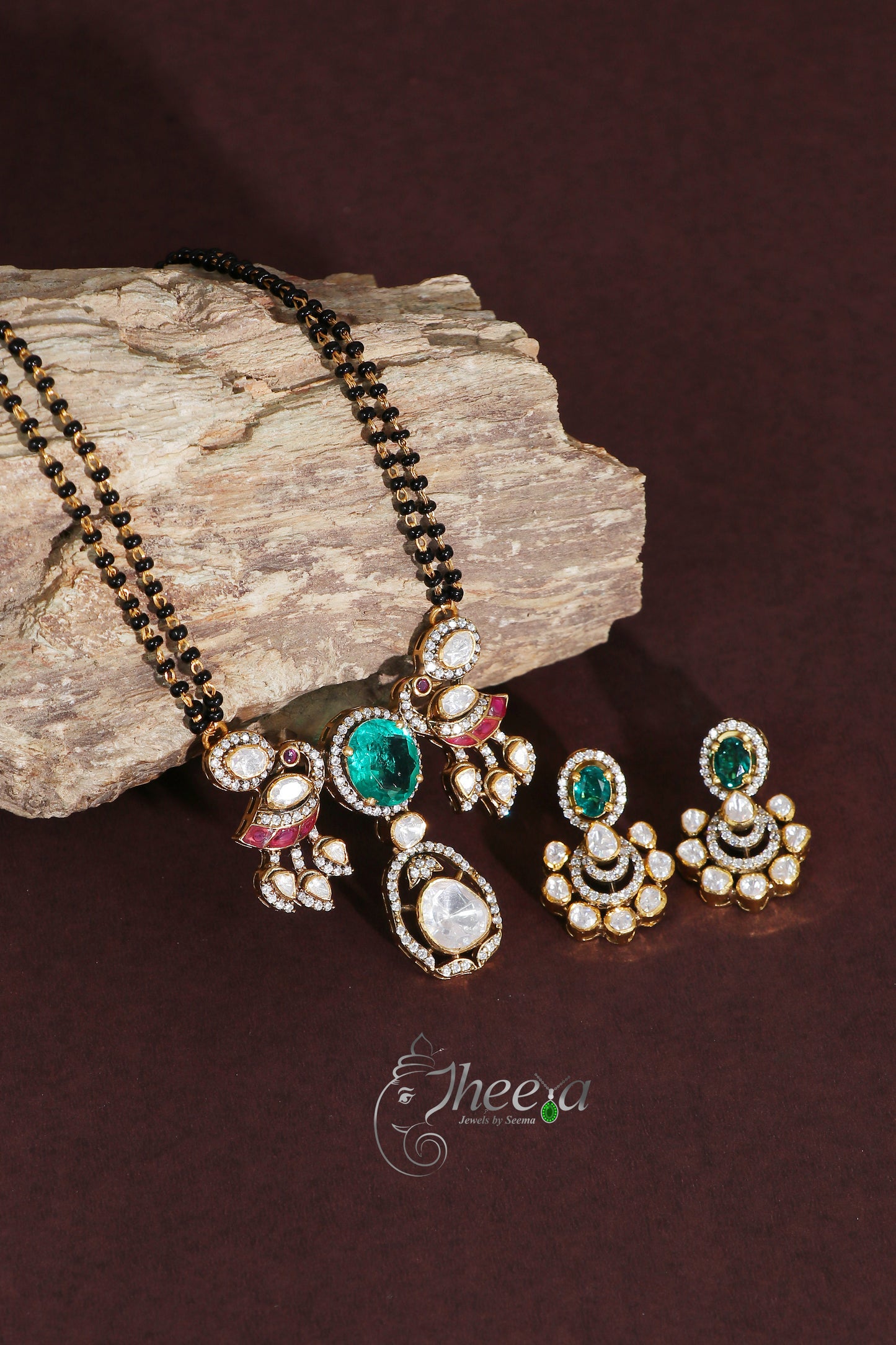 Ratnavalli Balck Beads with Moissanite Set