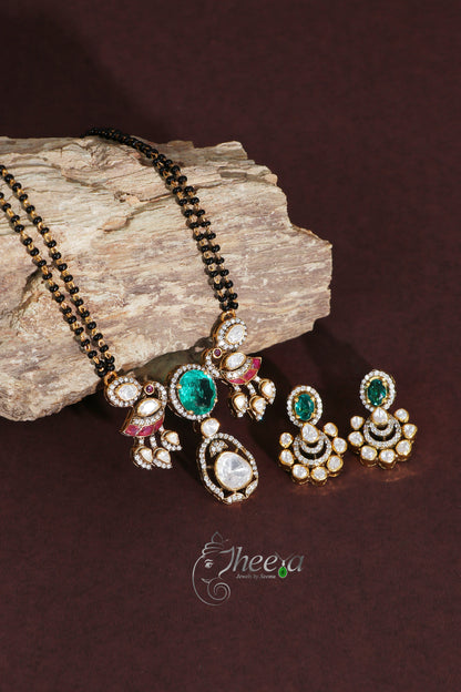 Ratnavalli Balck Beads with Moissanite Set