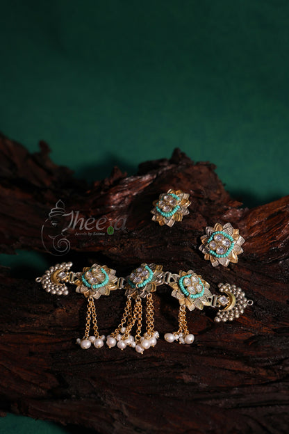 Turquoise kundan choker set