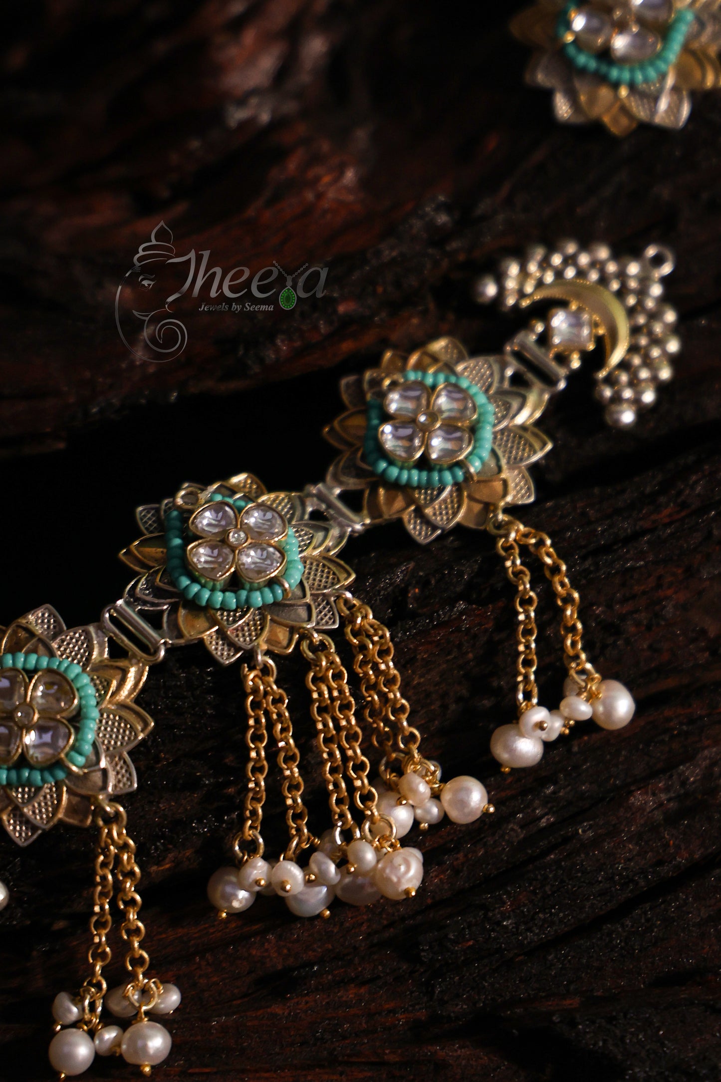 Turquoise kundan choker set