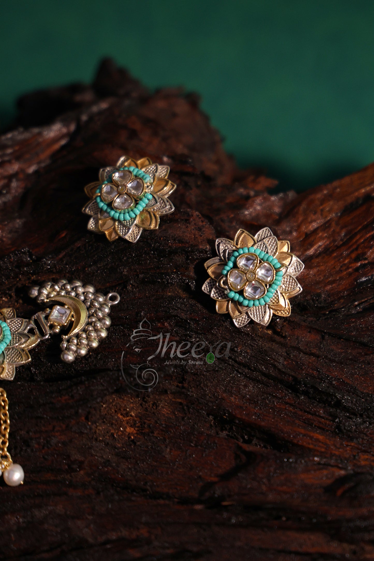 Turquoise kundan choker set