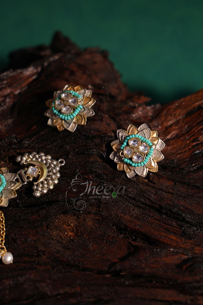 Turquoise kundan choker set