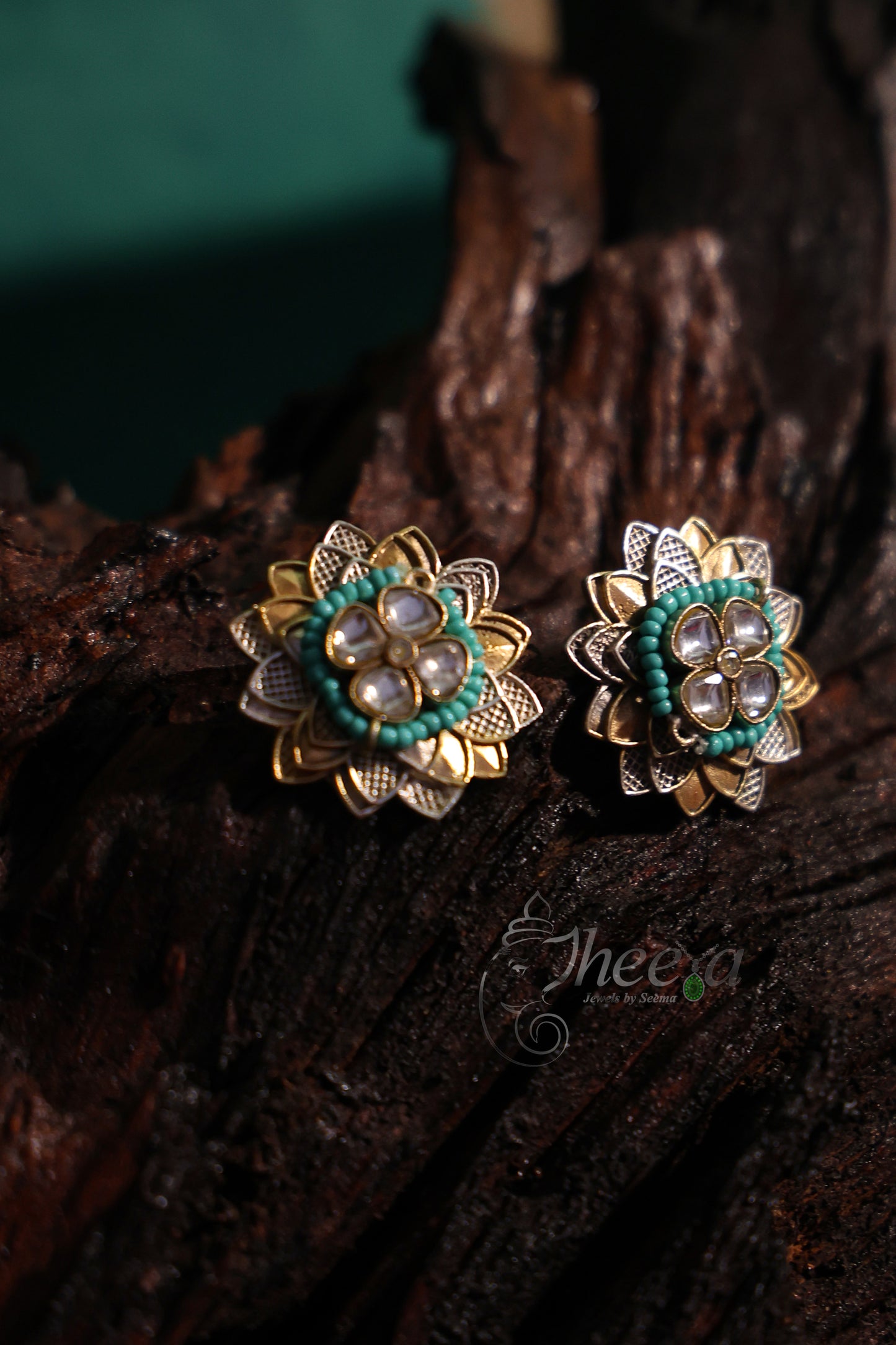 Turquoise kundan choker set