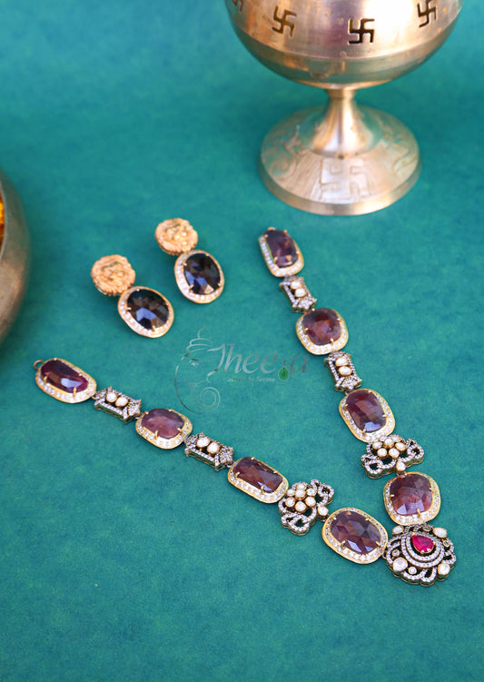 Purple Saphire with Moissanite