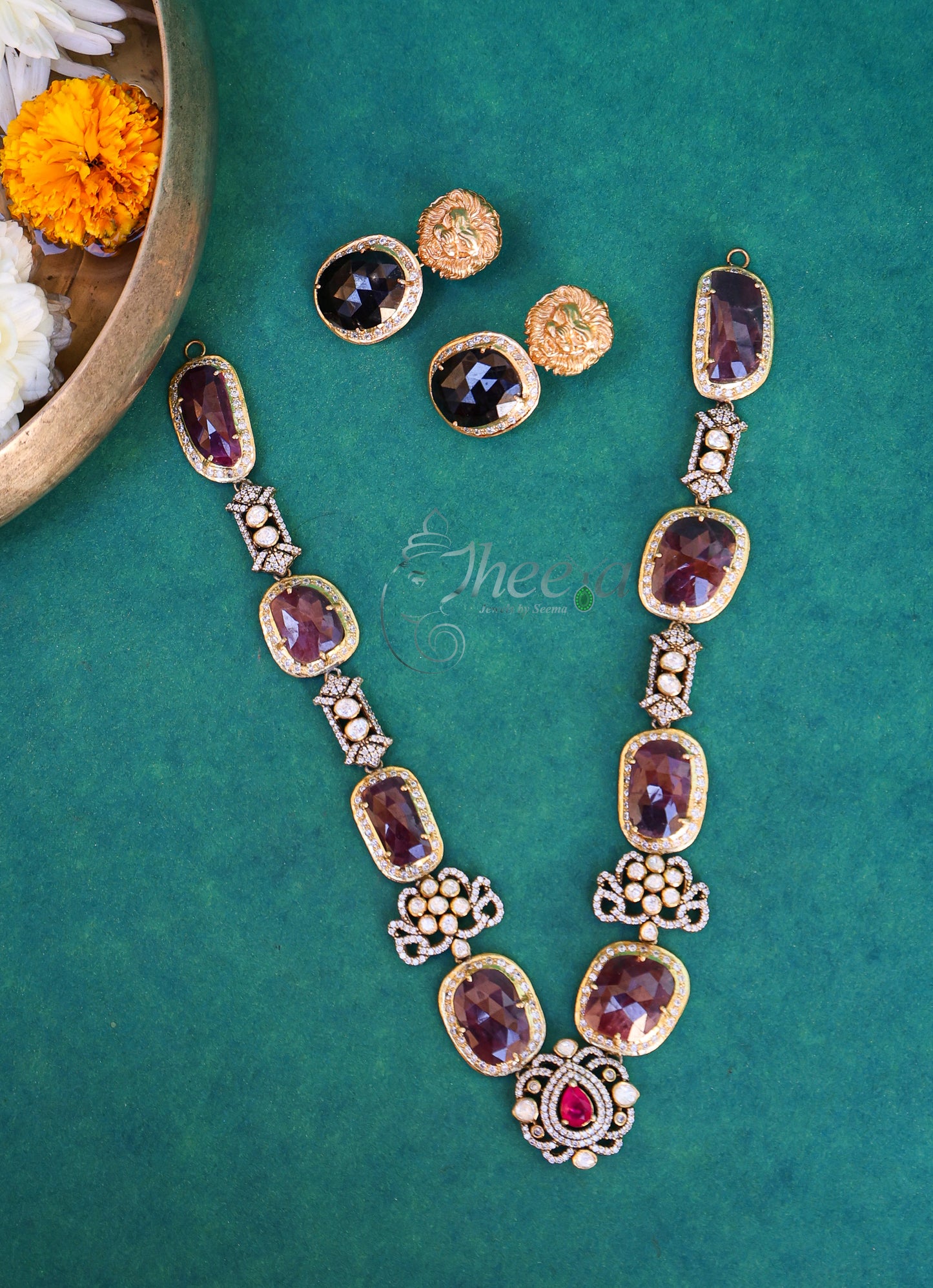 Purple Saphire with Moissanite