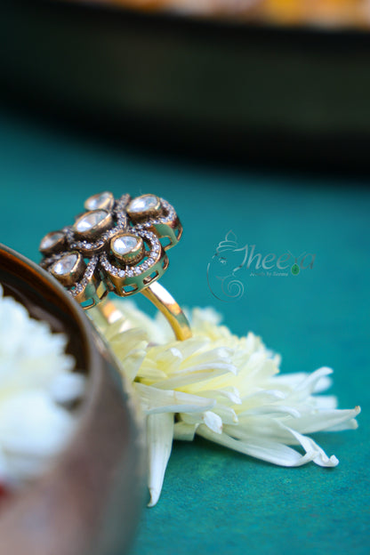 Floral moissnaite ring