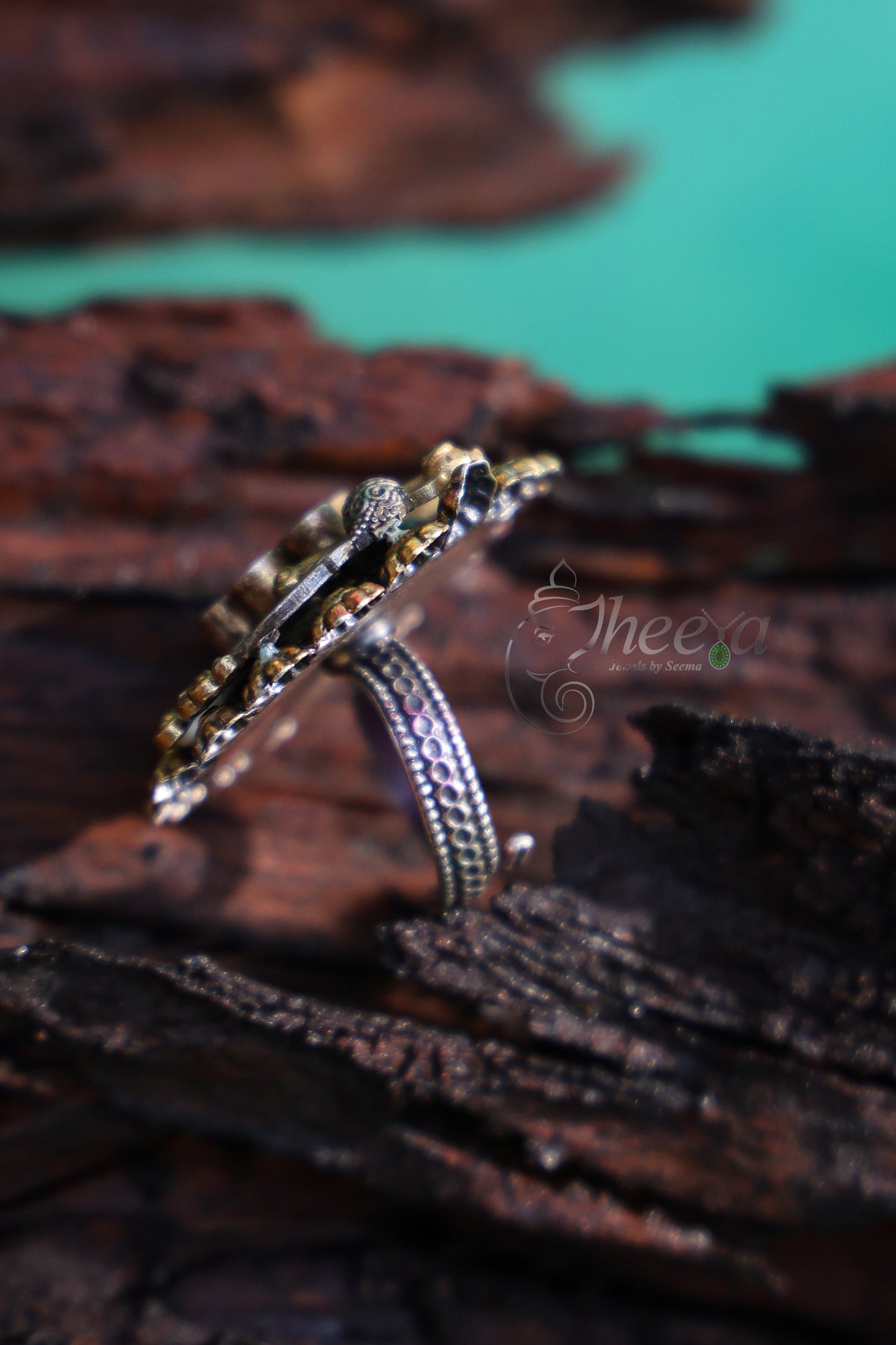 Twin Peacock Kundan Ring