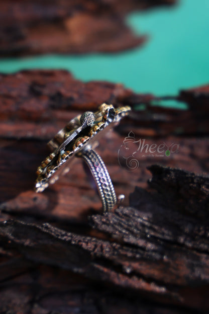 Twin Peacock Kundan Ring