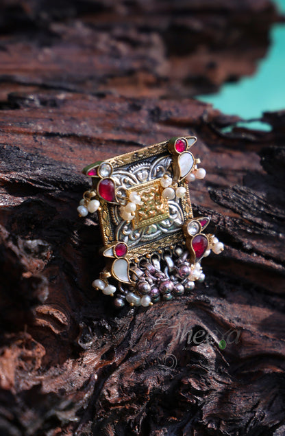 Square Kundan Ring