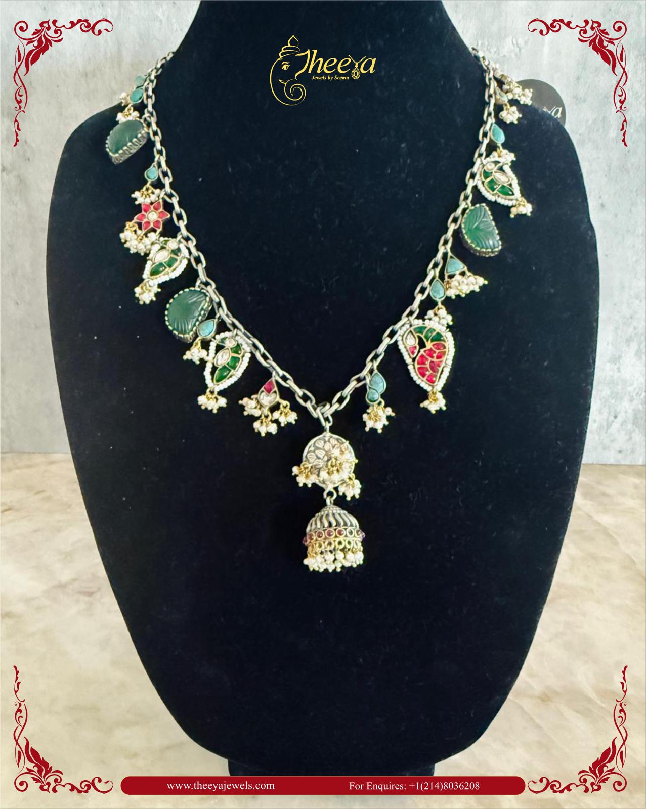Charm necklace with jhumka pendant