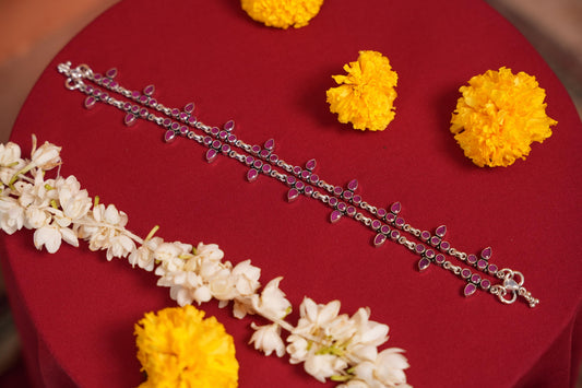 Ruby stone anklets