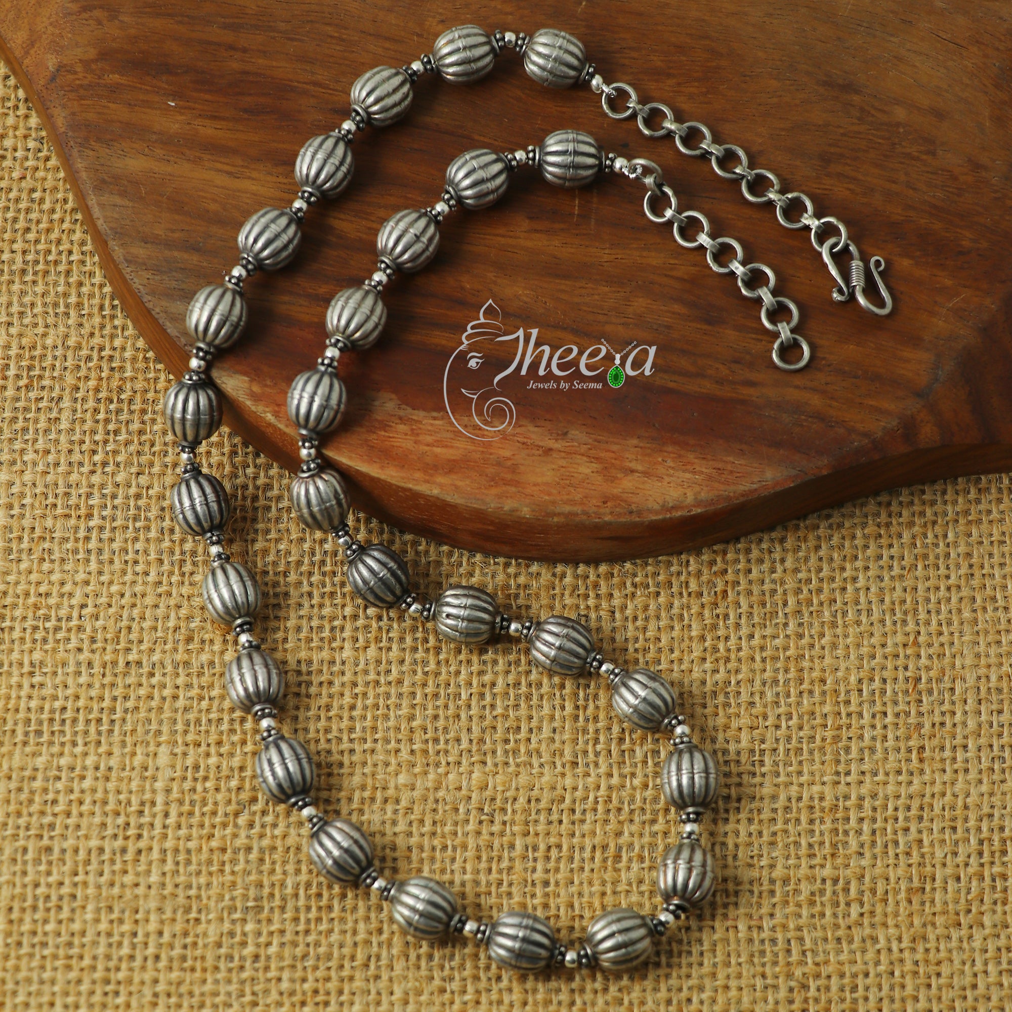 Saadagi Pumpkin Silver Beads Necklace image 0