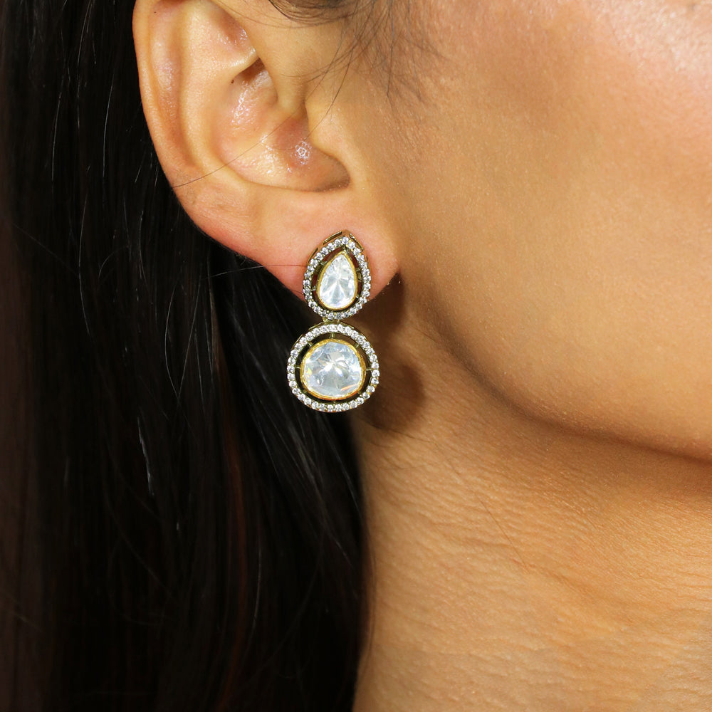 Moissanite Drop Earrings with CZ image 0