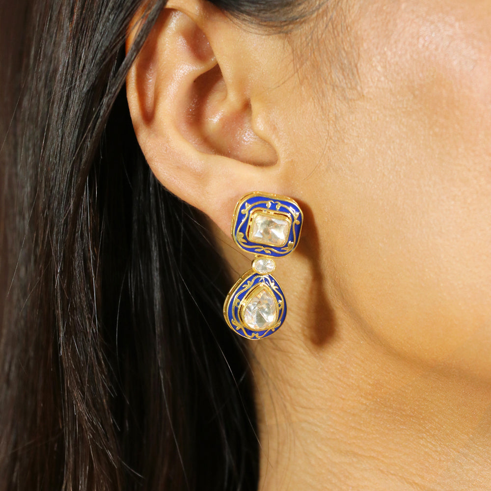 Moissanite with Meenakari work Necklace set image 4