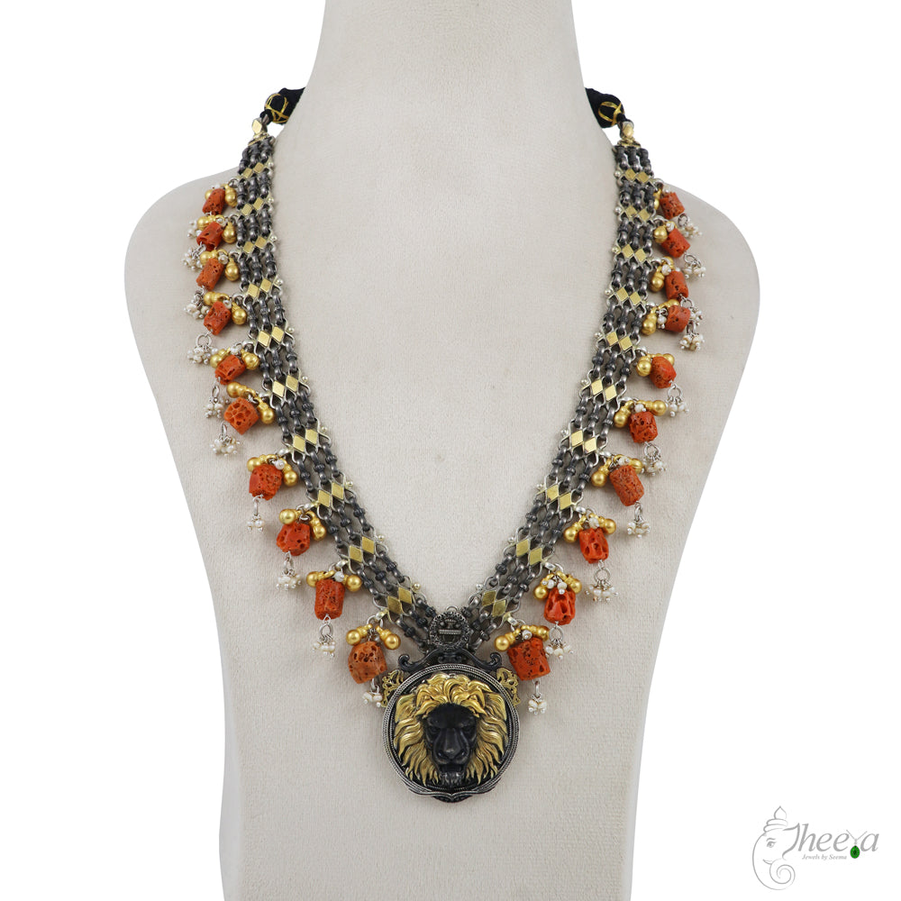 Lion Pendant with Coral Drops image 2