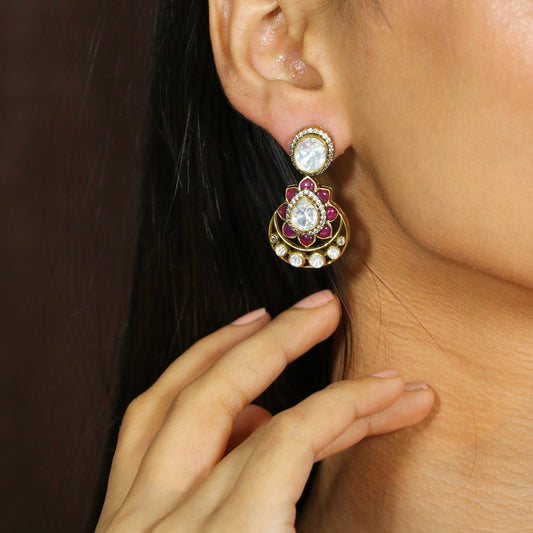 Kundan Flower Drop Earring image 0