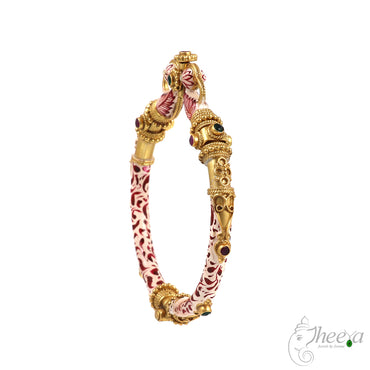 Red and White Meenakari work Bangle image 1