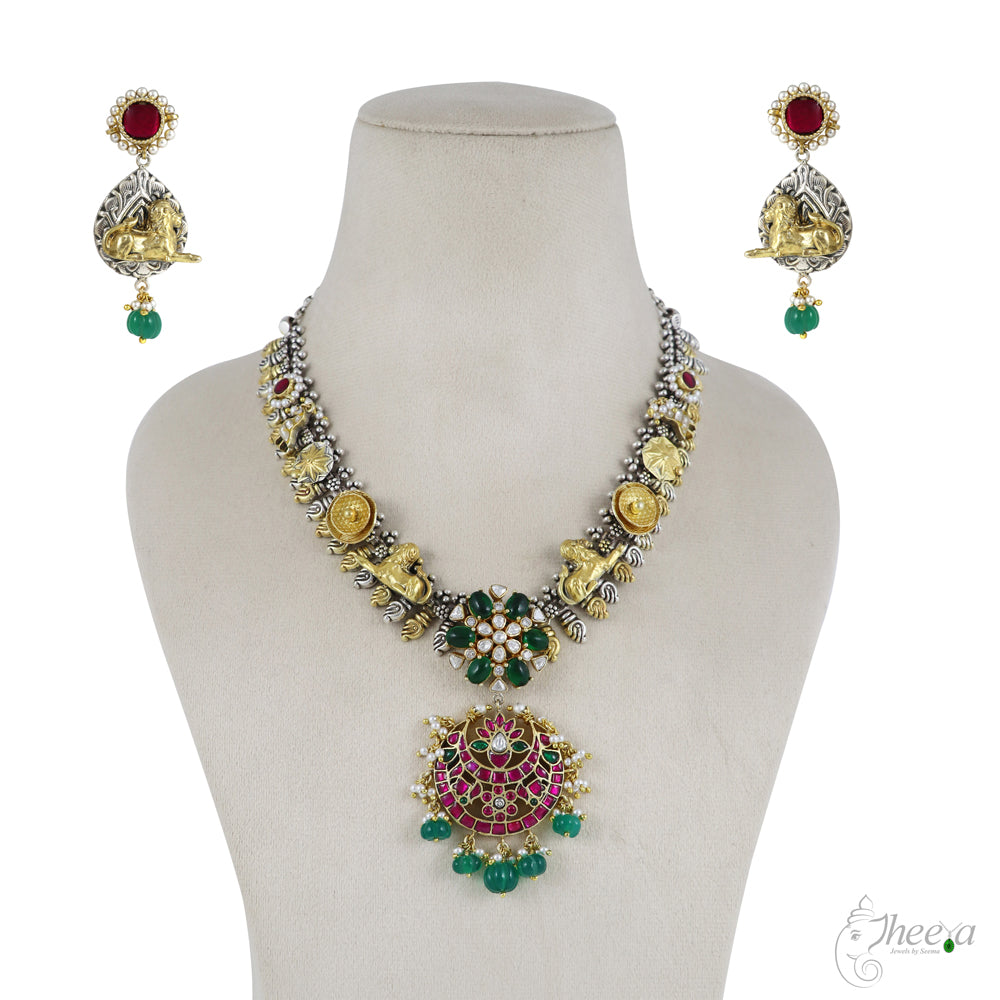 Pink Jadao and Mossanaite Fusion Necklace image 3