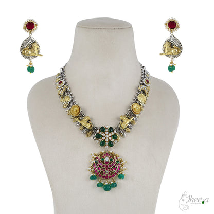 Pink Jadao and Mossanaite Fusion Necklace image 3