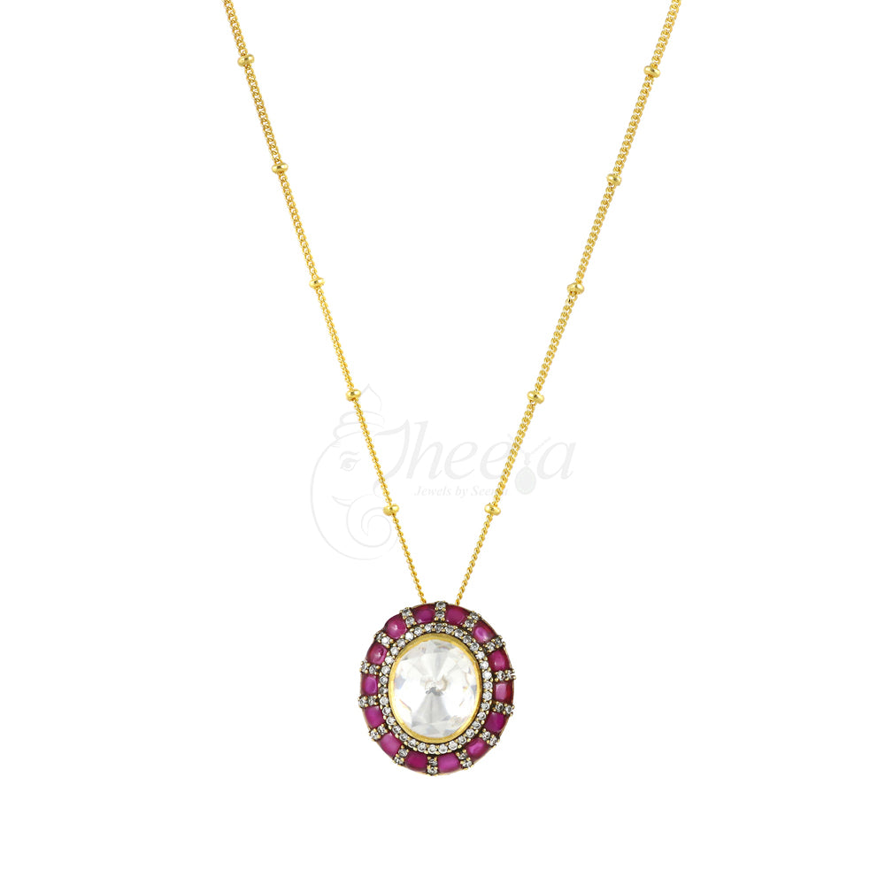 Big White Moissanite with Red Kundan Set image 4
