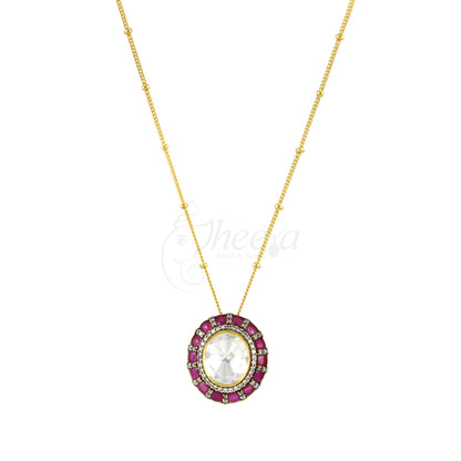 Big White Moissanite with Red Kundan Set image 4
