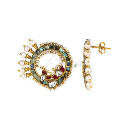 Mother of Pearl with Kundan with Studs Ear Ring image 3
