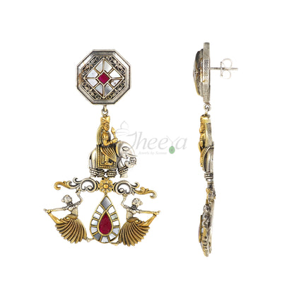 Mahvat on Elephant with Dancing Girls Long Earrings image 2