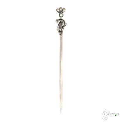 White Peacock with Dangler Hair Pin image 3