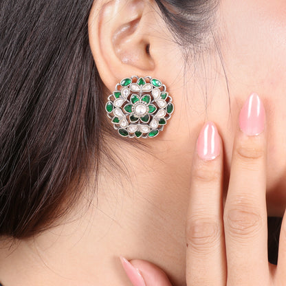 Green and White Stone Kundan image 1